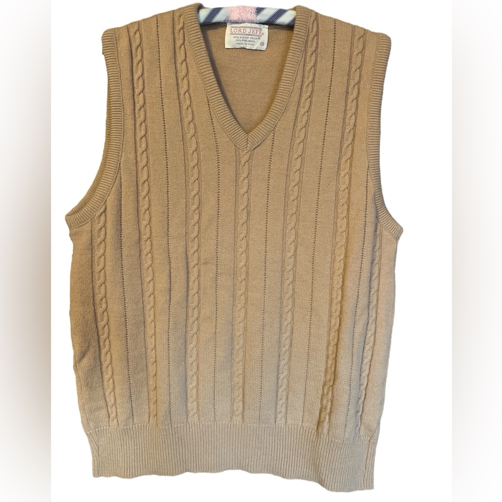 Vintage Lord Jeff Men’s Beige Wool & Orlon Sweater Vest Size Medium